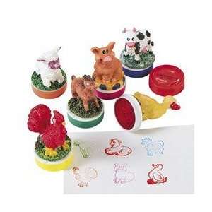  12 Resin Farm Animal Stamps: Toys & Games