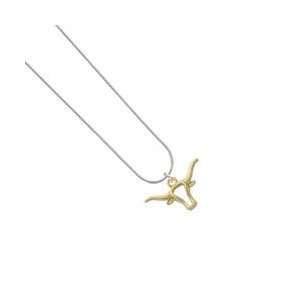  Large Longhorn Head Outline Gold Plated Snake Chain Charm 