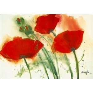  Marthe 39.4W by 27.6H  Coquelicots au vent I CANVAS 