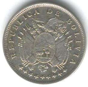 BOLIVIA COIN 20 CENTAVOS 1909 H KM 176 UNC  