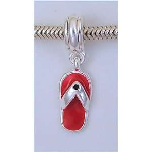  Red FLIP FLOP European Charm Bead for Troll Biagi Pandora 