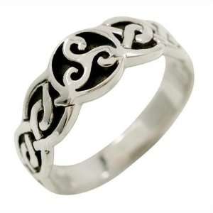 Celtic Triple Spiral Sterling Silver Ring Size 10: Jewelry