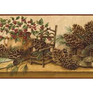  Pine Cone Baskets & Berries Wallpaper: Home Improvement