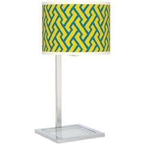 Yellow Brick Weave Glass Inset Giclee Table Lamp