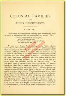 Colonial Families & Descendants {1900} History & Genealogy ~ Book on 