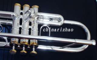 Professional Silver plated gold Bb trumpet with 925 silver leadpipe 