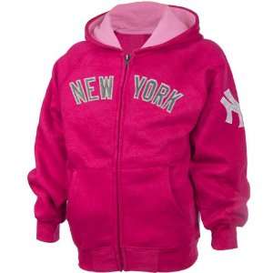   Yankees Preschool Girls Rasberry Full Zip Hoodie   Pink Sports