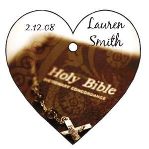  Favors Elegant Bible Design Heart Shaped Personalized Thank You Tags 