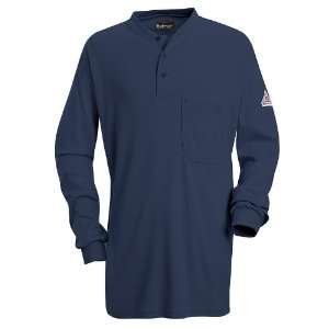 Long Sleeve Tagless Henley Shirt EXCEL FR Navy:  Industrial 