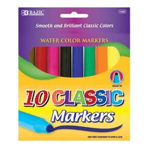  Bazic Broad Line Jumbo Watercolor Markers, Classic Colors 
