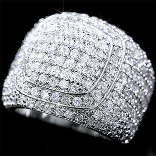 Mens .925 Sterling Silver Micropave Bling CZ Iced Out Hip Hop Ring 