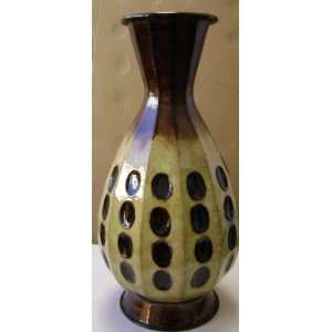 Decorative Metal Vase with Brown Spots   17 inches tall x 9 inches in 