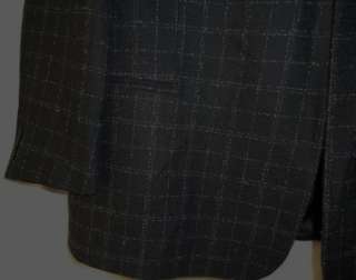 Mens Syd Jerome Black Plaid Wool Blend Italian Sport Jacket Size 44L 