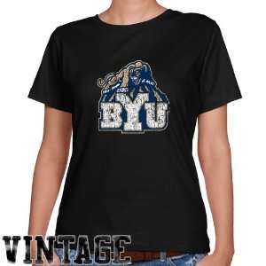  BYU Cougars Tshirt  BYU Cougars Ladies Black Distressed 