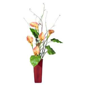  Artificial Orange Calla Lily Silk Flower Arrangement: Home & Kitchen