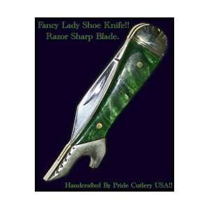  Lady Dancer Shoe Folding Knife (Green Pearlex) Lady Shoe 