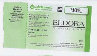 Eldora Colorado Ski Resort   Lift Tickets coupons 10.00  