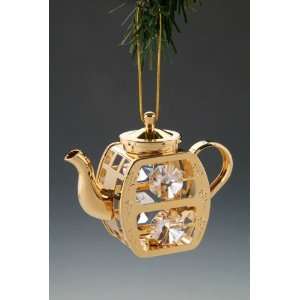   Teapot Gold Plated Swarovski Crystal Figure Ornament: Home & Kitchen