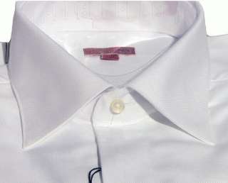 320 Hand Made in Italy Mens White French Dress Shirt  