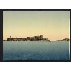 Photochrom Reprint of Chateau dIf, from the sea, Marseilles, France