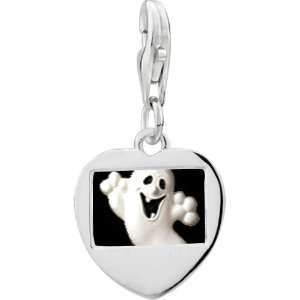   Silver Halloween Ghost Photo Heart Frame Charm: Pugster: Jewelry