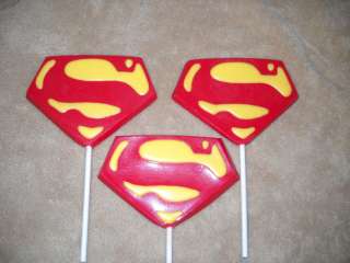Chocolate Super Hero Superman Supergirl Logo Lollipops Lollipop Favor 