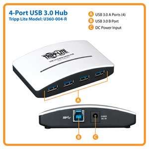  Tripp Lite U360 004 R USB 3.0 SuperSpeed 4 Port Hub Electronics