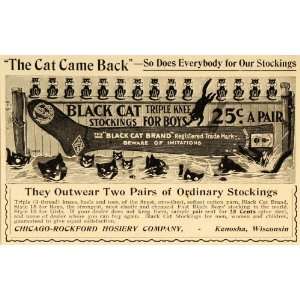 1899 Ad Black Cat Knee Stockings Hosiery Kenosha Binner 