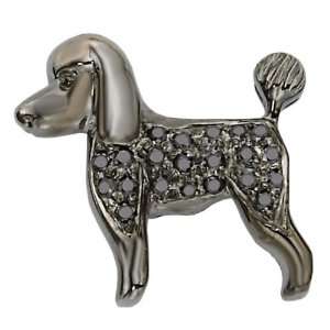    Poodle Puppy Cut Charm   Blackened Gold/Black Diamond: Jewelry