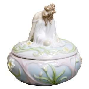  Sitting Girl Porcelain Trinket Box: Home & Kitchen