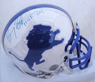 Barry Sanders Signed Detroit Lions CHROME Mini Helmet JSA  