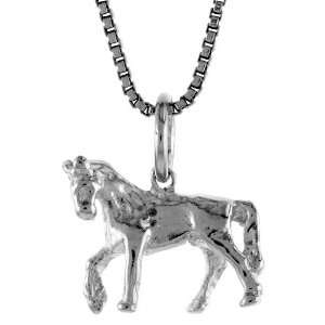   12mm) Tall Small Horse Pendant (w/ 18 Silver Chain): Everything Else