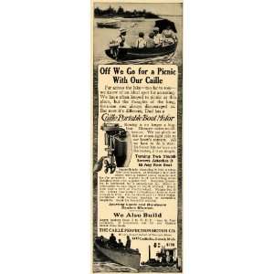 1914 Ad Caille Perfection Motor Boat Portable 2 Cycle   Original Print 