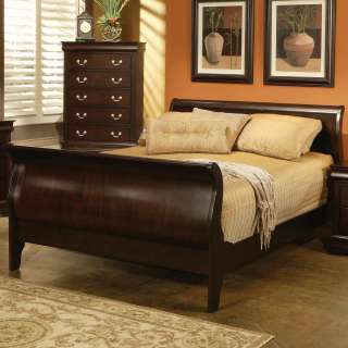 7Pcs Cappuccino Queen bed room set Louis Philippe style  