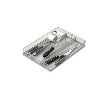   Mesh 3 Compartment Cutlery Utensil Organizer, Silver