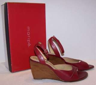 Maripe Strappy Red Wedge Heels Size 8.5 Sandals Open Toe Nice Leather 