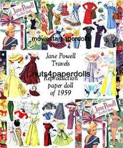 VINTAGE JANE POWELL TRAVEL PAPER Dolls RPRO FREE S&HW/2  