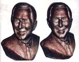 Rodin Style President ial Bush Bust Sculpture Clay Art collection 