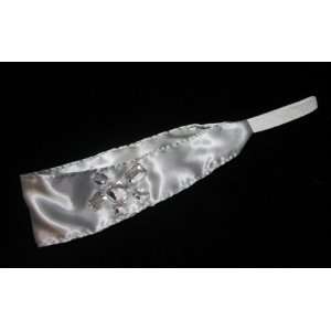  NEW Silver Satin Elastic Headband with Jewels, Limited 