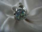 VTG MEXICO STERLING JELLY OPAL ART GLASS RING SIG JS