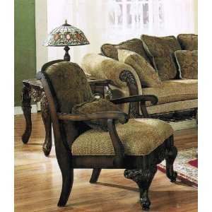  Bordeaux Armchair in Sage Floral Chenille Fabric by Acme 