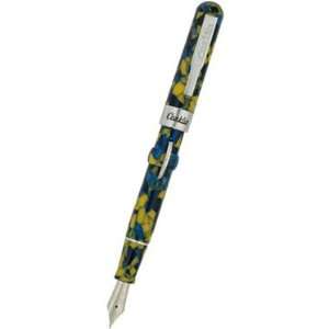   Mark Twain Crescent Fountain Pen Pen Yel/blu Marble