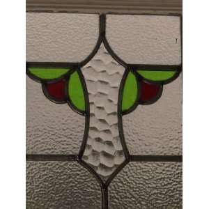  Red Bud Floral Geometric Antique Stained Glass