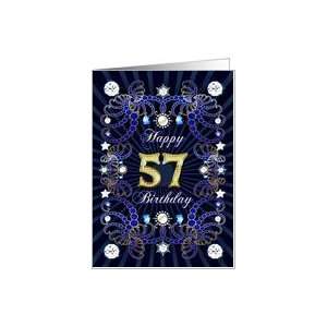  57th Birthday card, Diamonds and Jewels effect Card Toys & Games