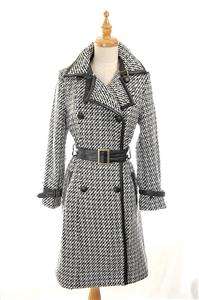 Rare! NEW AUTH French Cacharel Houndstooth Belted Wool Jacket Coat 