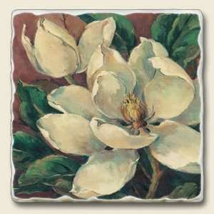    Magnolia Burgundy Tumbled Stone Coaster Set: Kitchen & Dining