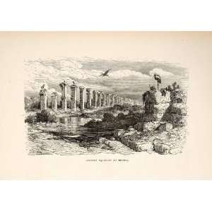   Roman Ruin Merida Spain   Relief Line block Print