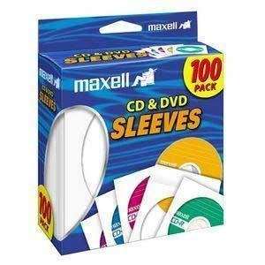  New   Maxell CD 402 CD/DVD Sleeves (100 Pack)   T37884 