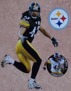 Troy Polamalu Mini FATHEAD + Steelers Logo Official NFL Wall Graphic 