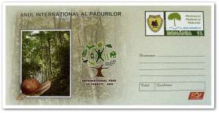   Year of Forests woods trees on stamps snail Romania 2011 STE  